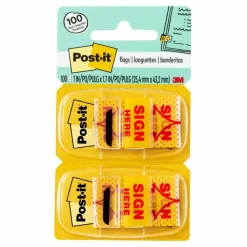 Post-it Flags, 1 in. x 1.7 in., 12 Dispensers, 50 Flags/Dispenser, Yellow, Printed 