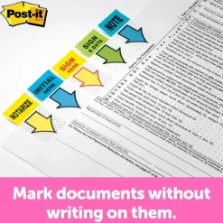 Post-it Flags, 1 in. x 1.7 in., 12 Dispensers, 50 Flags/Dispenser, Yellow, Printed 