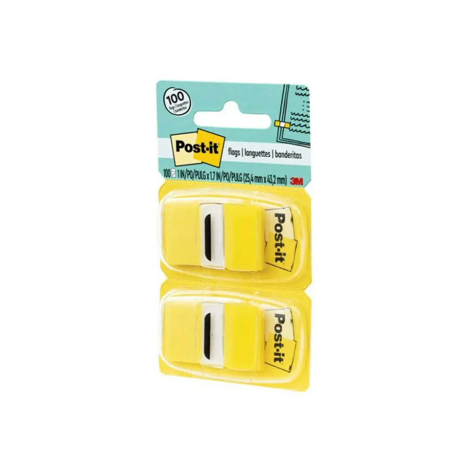 Post-it Flags, 1 in. x 1.7 in., 12 Dispensers, 50 Flags/Dispenser, Yellow, School Supplies for Students, Flags for Textbooks and Notebooks