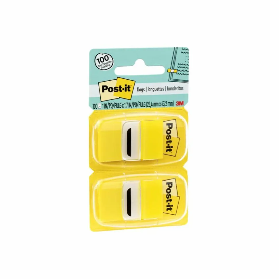 Post-it Flags, 1 in. x 1.7 in., 12 Dispensers, 50 Flags/Dispenser, Yellow, School Supplies for Students, Flags for Textbooks and Notebooks