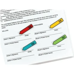 Post-it Flags, .47 in. x 1.7 in., 4 Dispensers, 20 Flags/Dispenser, Assorted Bright Colors, "Sign & Date", Back to School Supplies for Students