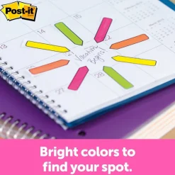 Post-it Flags, .47 in. x 1.7 in., 4 Dispensers, 20 Flags/Dispenser, Assorted Bright Colors, "Sign & Date", Back to School Supplies for Students