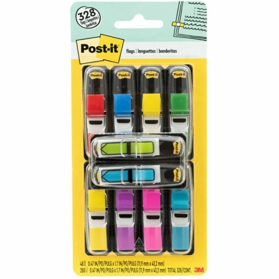 Post-it Flags, .47 in. x 1.7 in., 8 Dispensers, 35 Flags Per Dispenser, Assorted Colors, Back to School Supplies for Students, Flags for Textbooks