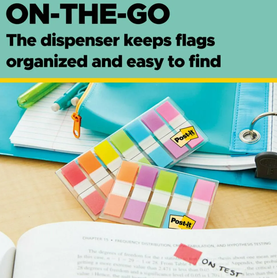 Post-it Flags, .47 in. x 1.7 in., 8 Dispensers, 35 Flags Per Dispenser, Assorted Colors, Back to School Supplies for Students, Flags for Textbooks