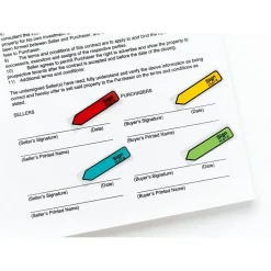 Post-it Flags, .47 in. x 1.7 in., 4 Dispensers, 30 Flags/Dispenser, Assorted Colors, Printed "Sign Here", School Supplies for Students