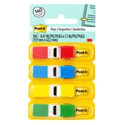 Post-it Flags .47 in. x 1.7 in., 4 Dispensers, 35 Flags/Dispenser, Assorted Colors, School Supplies for Students, Flags for Textbooks and Notebooks