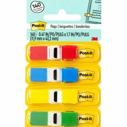 Post-it Flags .47 in. x 1.7 in., 4 Dispensers, 35 Flags/Dispenser, Assorted Colors, School Supplies for Students, Flags for Textbooks and Notebooks