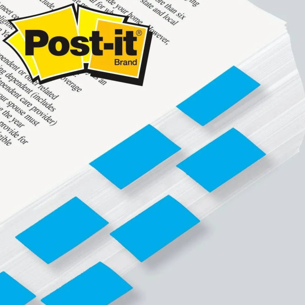 Post it Flags, 1" x 1 7/10", Bright Blue, 50 Flags Per Pad, Pack Of 2 Pads