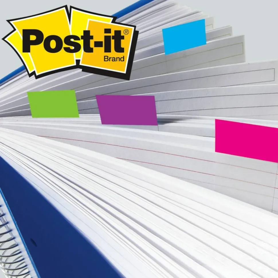 Post it Flags, 1" x 1 7/10", Bright Blue, 50 Flags Per Pad, Pack Of 2 Pads