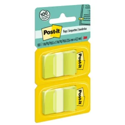 Post-it Flags, 1" x 1 -11/16", Bright Green, 50 Flags Per Pad, Pack Of 2 Pads
