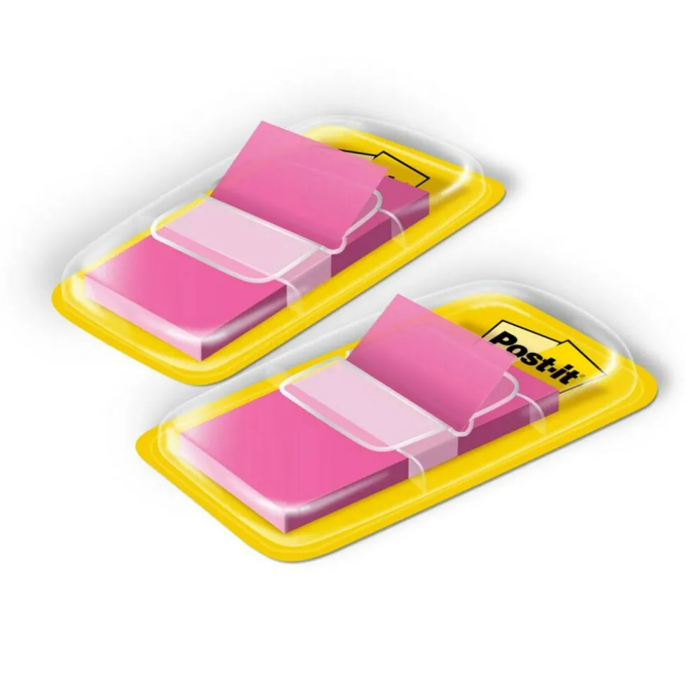 Post-it Flags, 1" x 1 -11/16", Bright Pink, 50 Flags Per Pad, Pack Of 2 Pads