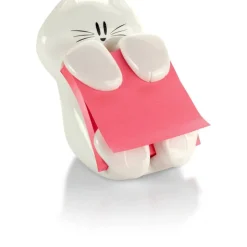 Post-it Note Dispenser, 3 in x 3 in, 1 Dispenser, 1 Pad, 45 Sheets/Pad, White Cat Design, Sticky Notes Holder for Desk, Classroom or Office Supplies