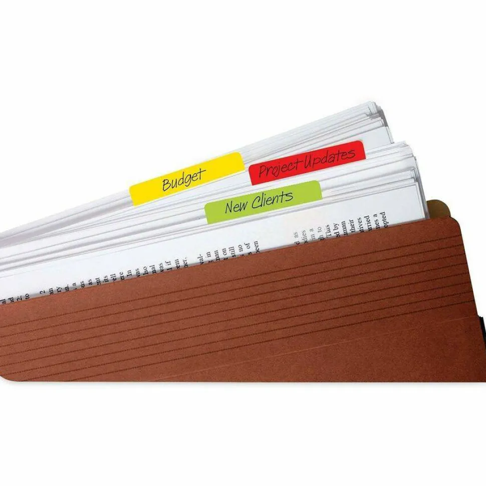 Post-it Notes Durable Angled Hanging File Folder Tabs, 2", Pack Of 24 Tabs, Assorted Colors.