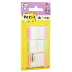 Post-it Notes Durable Filing Tabs, 1" x 1-1/2", Green/Orange/Pink Color Bars, 22 Flags Per Pad, Pack Of 3 Pads