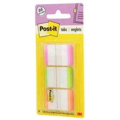 Post-it Notes Durable Filing Tabs, 1" x 1-1/2", Green/Orange/Pink Color Bars, 22 Flags Per Pad, Pack Of 3 Pads