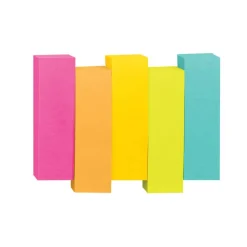Post-it Notes Page Markers, 1/2" x 2", Electric Glow Colors, 100 Per Pad, Pack Of 5 Pads
