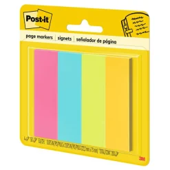 Post-it Notes Page Markers, 1" x 3", Ultra Colors, 50 Per Pad, Pack Of 4 Pads
