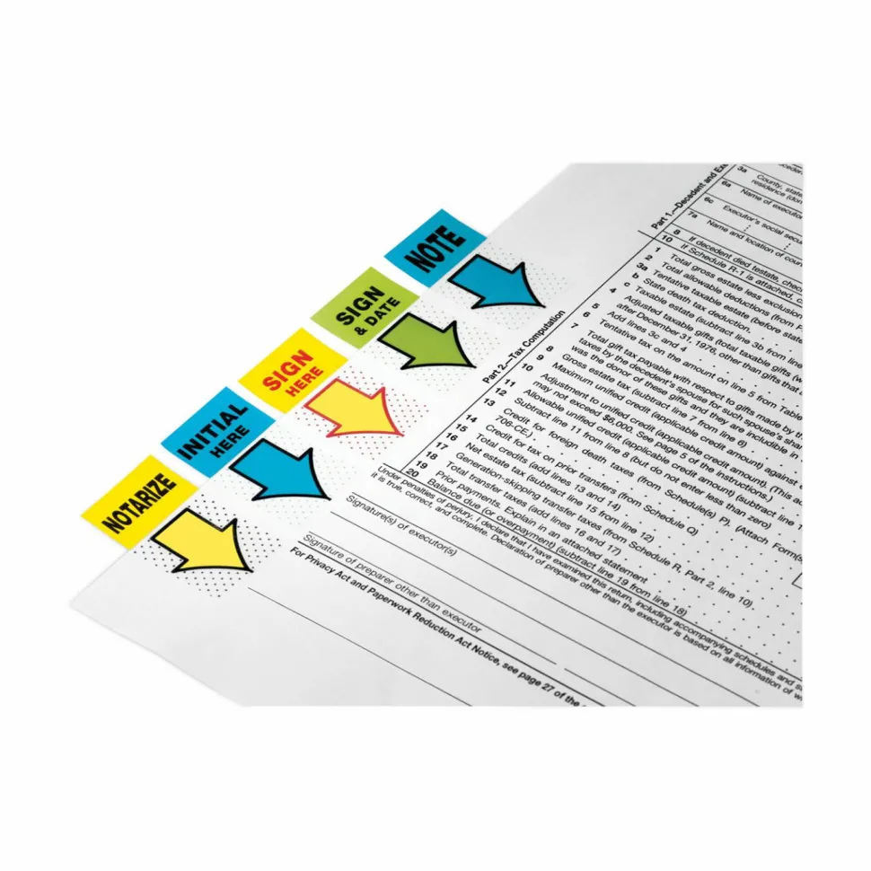 Post-it Notes Sign & Date Printed Flags, 1" x 1-7/10", Green, 50 Flags Per Pad, Pack Of 2 Pads