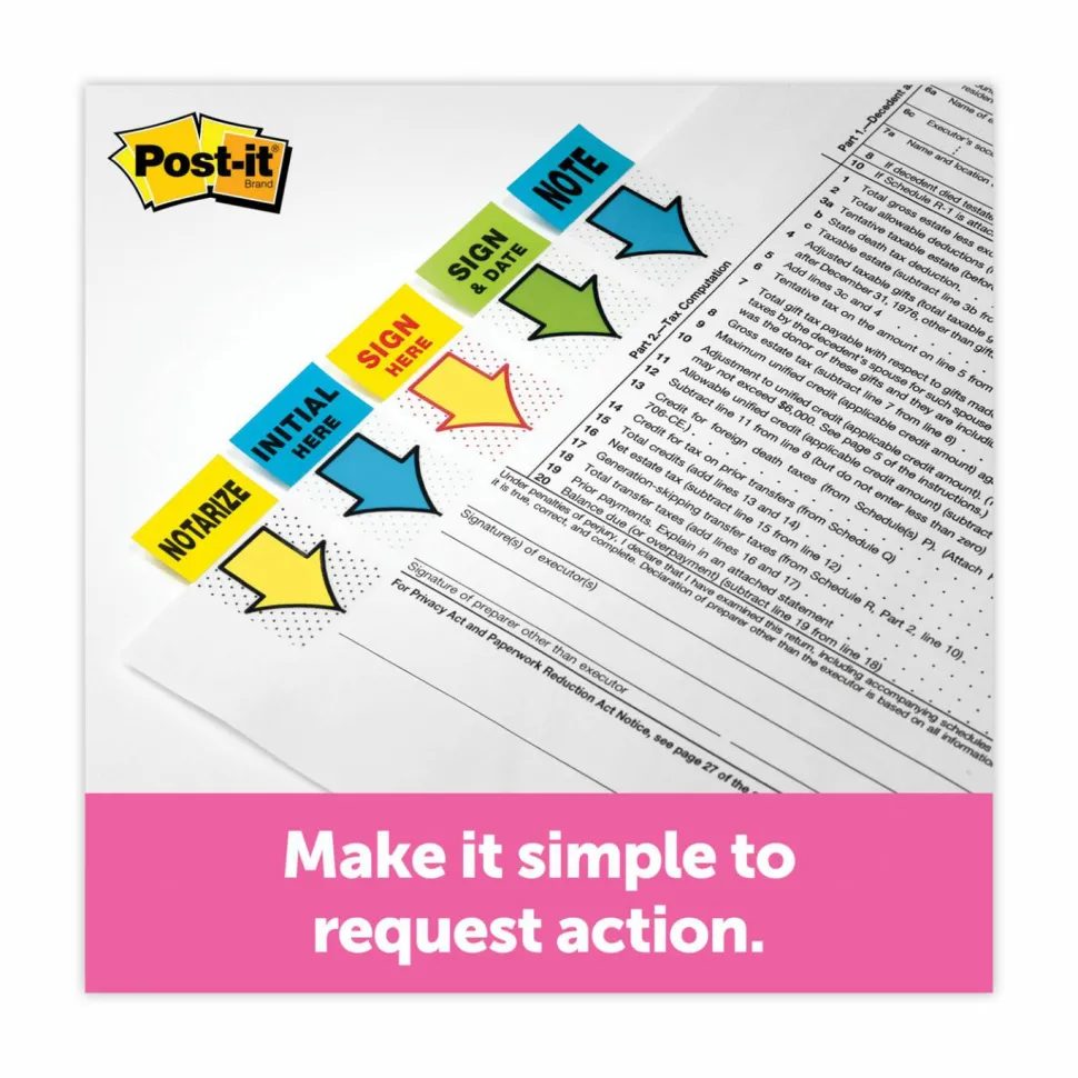 Post-it Notes Sign & Date Printed Flags, 1" x 1-7/10", Green, 50 Flags Per Pad, Pack Of 2 Pads