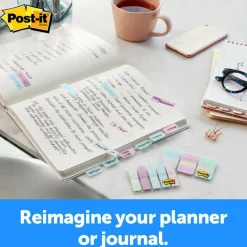 Post-it Pastel Color Tabs - 12 Tab(s)/Set - 1" Tab Height x 1.50" Tab Width - Assorted Pastel Tab(s) - 36 / Pack
