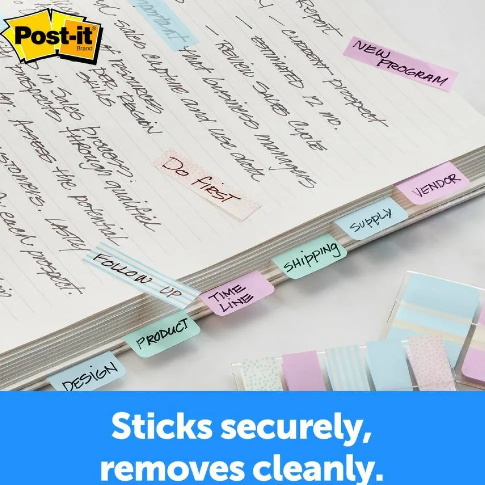 Post-it Pastel Color Tabs - 12 Tab(s)/Set - 1" Tab Height x 1.50" Tab Width - Assorted Pastel Tab(s) - 36 / Pack