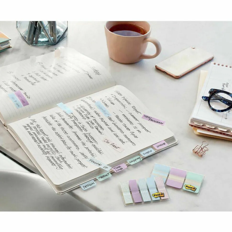 Post-it Pastel Color Tabs - 12 Tab(s)/Set - 1" Tab Height x 1.50" Tab Width - Assorted Pastel Tab(s) - 36 / Pack