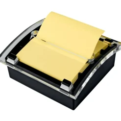 Post-it Pop Up Notes Dispenser, 3 in x 3 in, 1 Dispenser, 1 Pad, 50 Sheets/Pad, Black Base Clear Top, School Supplies and Office Products