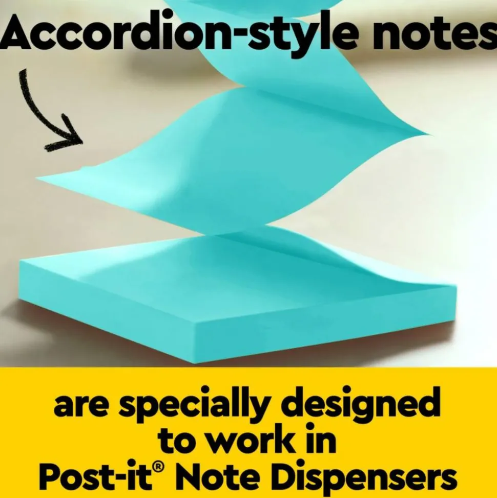 Post-it Pop Up Notes Dispenser, 3 in x 3, 1 Dispenser, 1 Pad, 45 Sheets/Pad, Clean Removal, Black Base with Steel Top