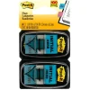 Post-it Printed Flags, "Initial Here", 1" x 1-11/16", Bright Blue, 50 Flags Per Pad, Pack Of 2 Pads