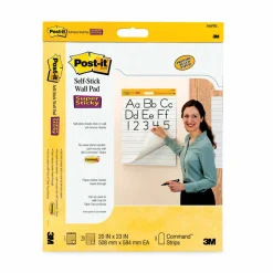 Post-it Self Stick Wall Pad, 20 in x 23 in, 2 Pads, 20 Sheets/Pad, Primary Ruled, White