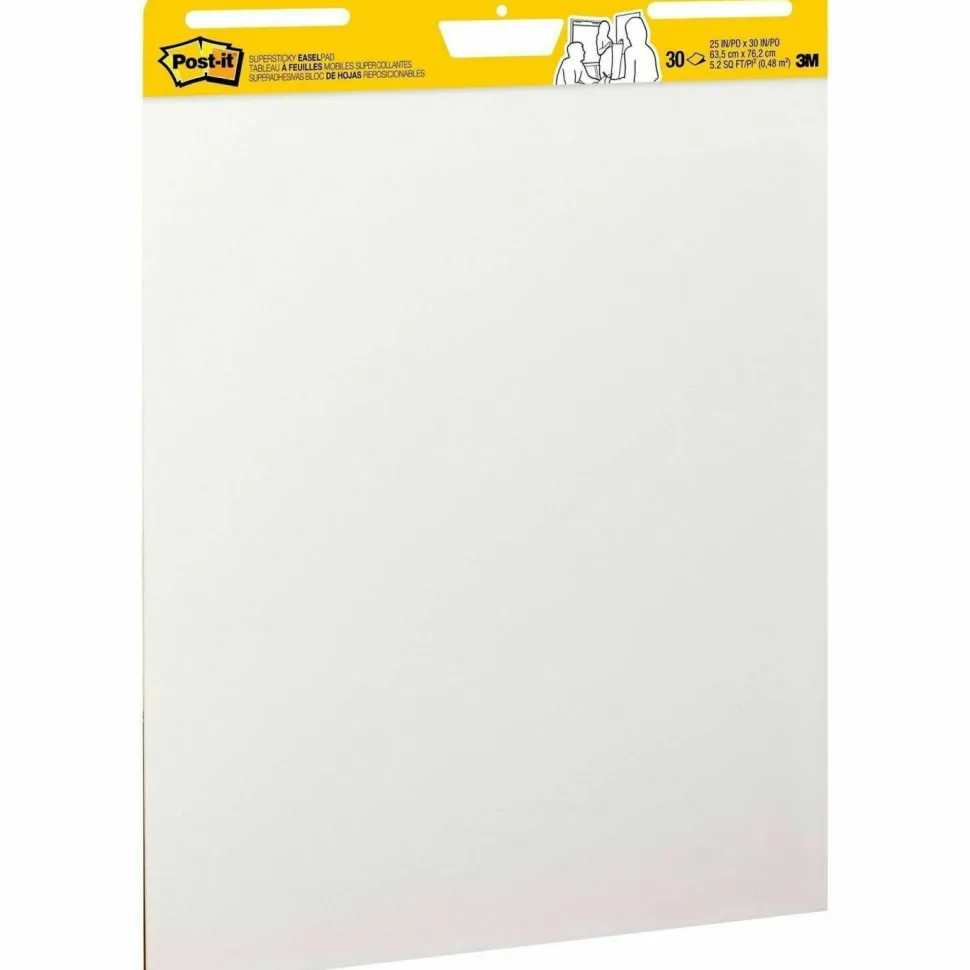 Post-it Super Sticky Easel Pads, 25" x 30", 4 Pads, 30 Sheets/Pad, School Supplies for Classrooms, White