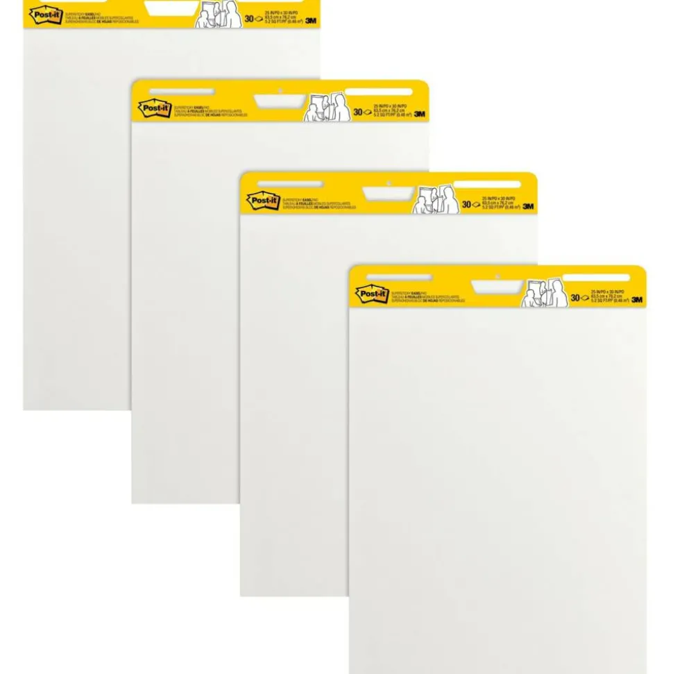 Post-it Super Sticky Easel Pads, 25" x 30", 4 Pads, 30 Sheets/Pad, School Supplies for Classrooms, White