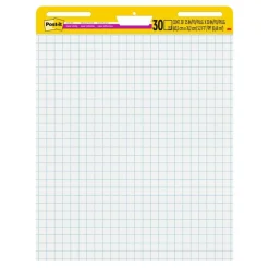 Post-it Super Sticky Easel Pads, 25 in x 30 in, 2 Pads, 30 Sheets/Pad, Grid Lined, Great for Virtual Teachers and Students, White