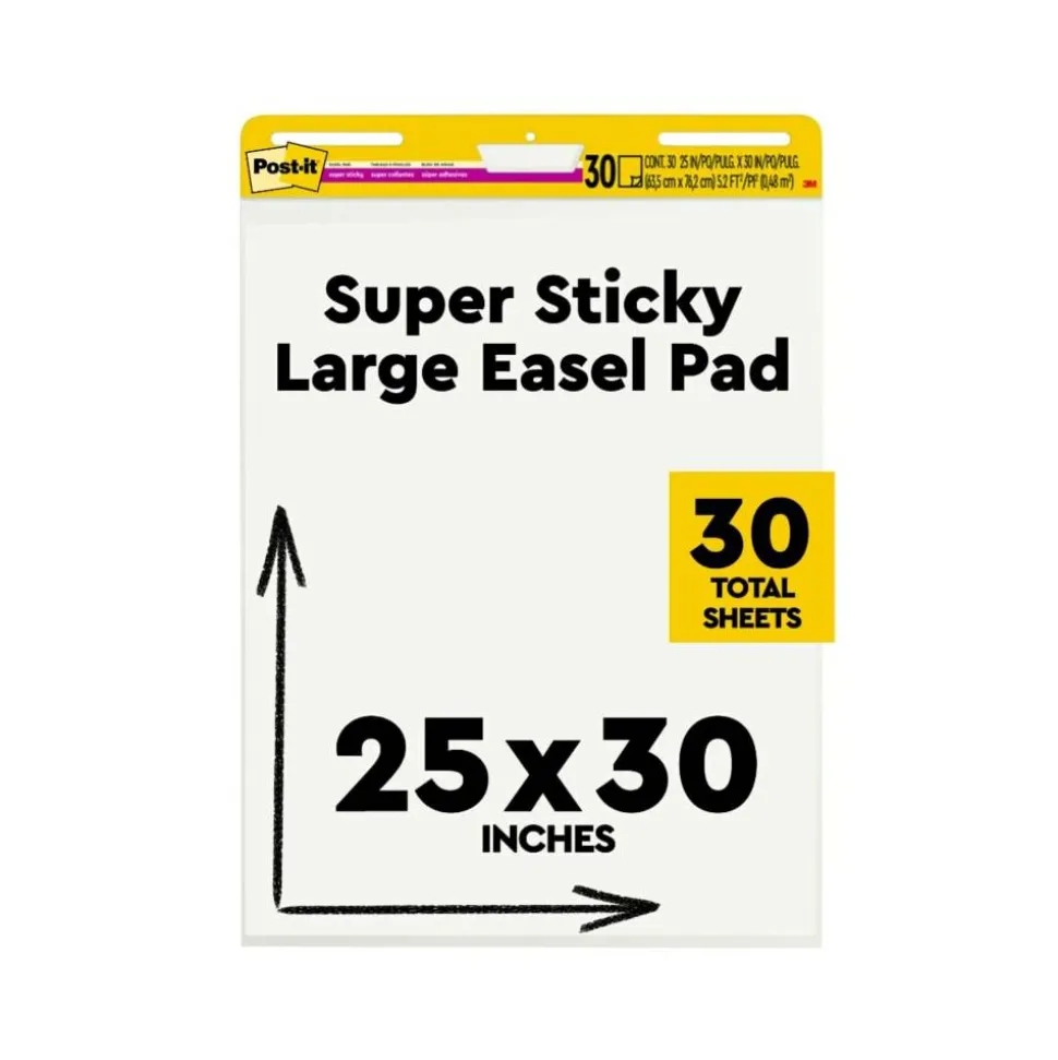 Post-it Super Sticky Easel Pads, 25" x 30", 1 Pad, 30 Sheets/Pad, School Supplies for Classrooms, White