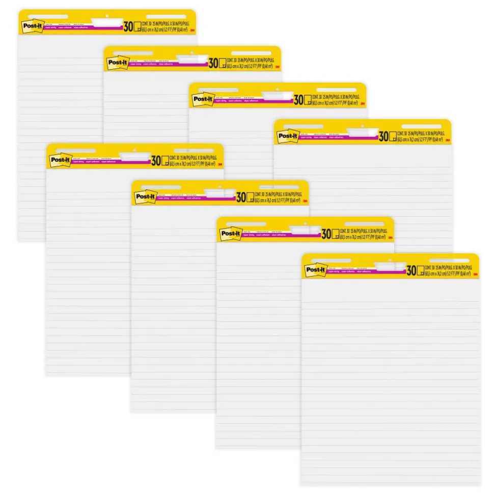 Post-it Super Sticky Easel Pads, 25" x 30", 8 Pads, 30 Sheets/Pad, School Supplies for Classrooms, White, 561WLVAD8PK
