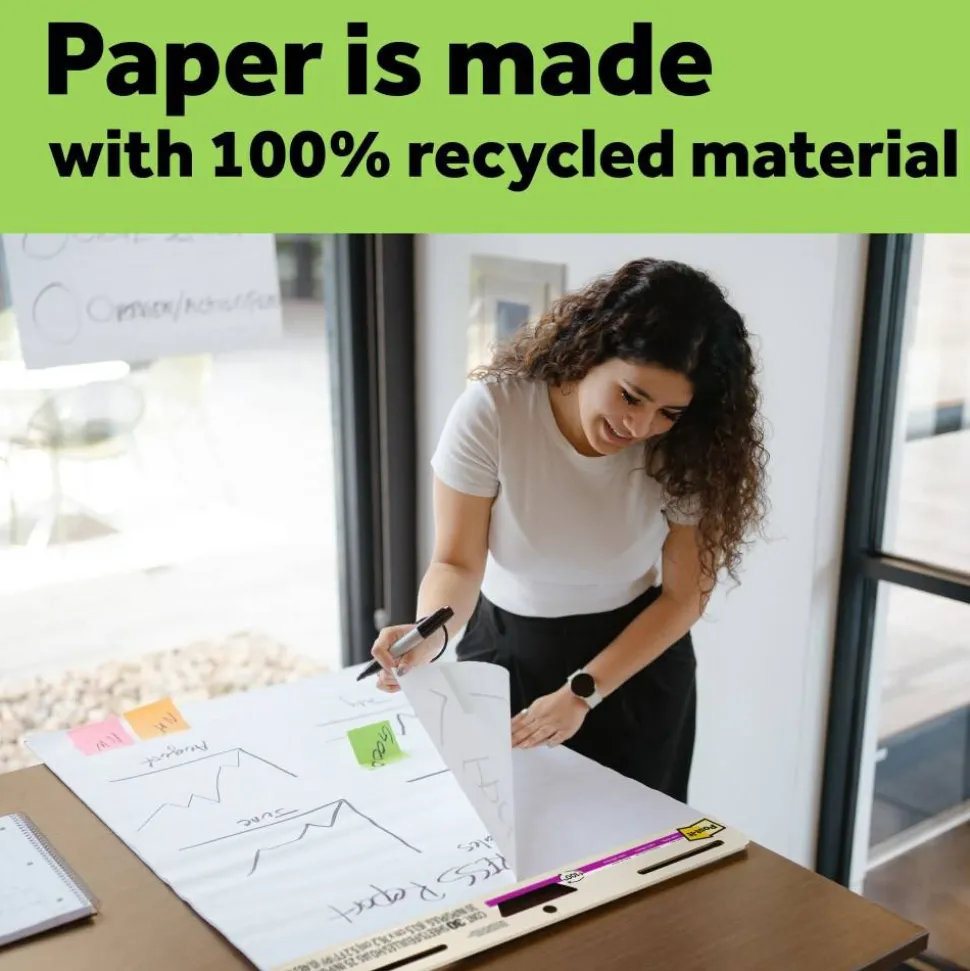 Post-it Super Sticky Easel Pads, 25" x 30", 8 Pads, 30 Sheets/Pad, 30% Recycled, School Supplies for Classrooms, White