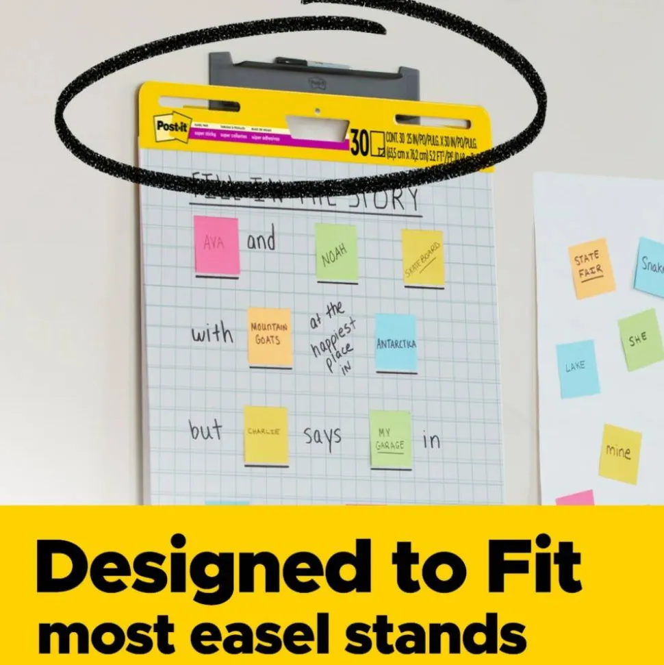Post-it Super Sticky Easel Pads, 25" x 30", 4 Pads, 30 Sheets/Pad, School Supplies for Classrooms, Blue Grid, White