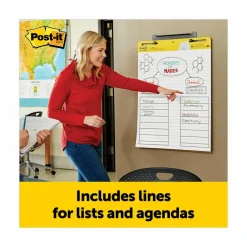 Post-it Super Sticky Easel Pads, 25" x 30", 2 Pads, 30 Sheets/Pad, Lined, School Supplies for Classrooms, White