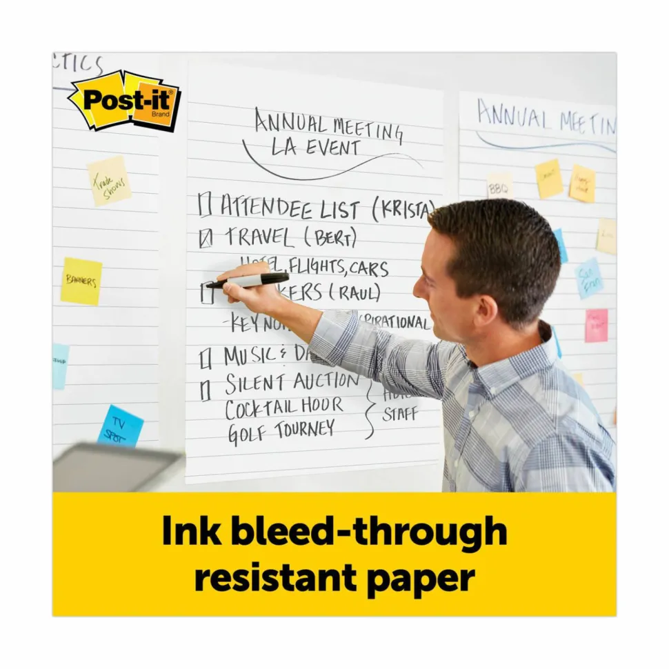 Post-it Super Sticky Easel Pads, 25" x 30", 2 Pads, 30 Sheets/Pad, Lined, School Supplies for Classrooms, White