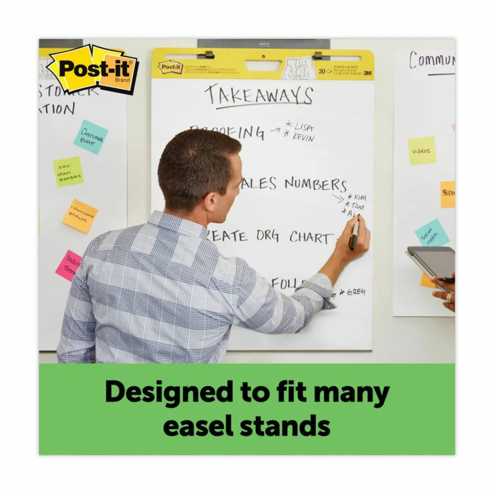 Post-it Super Sticky Easel Pads, 25" x 30", 30% Recycled, White, 30 Sheets, Pack Of 2 Pads