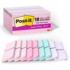 Post-it Super Sticky Mini Notes 622-18SSNRP-CP, Wanderlust Pastels, 1 7/8 in x 1 7/8 in, 100% PEFC