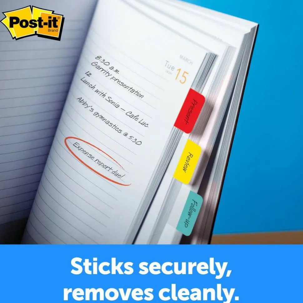 Post-it Tabs, 1 in. x 1.5 in., 1 Pack, 88 Tabs/Pack, Assorted Colors, School Supplies for Students, Tabs for Textbooks and Notebooks