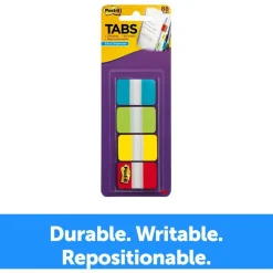 Post-it Tabs, 1 in. x 1.5 in., 1 Pack, 88 Tabs/Pack, Assorted Colors, School Supplies for Students, Tabs for Textbooks and Notebooks