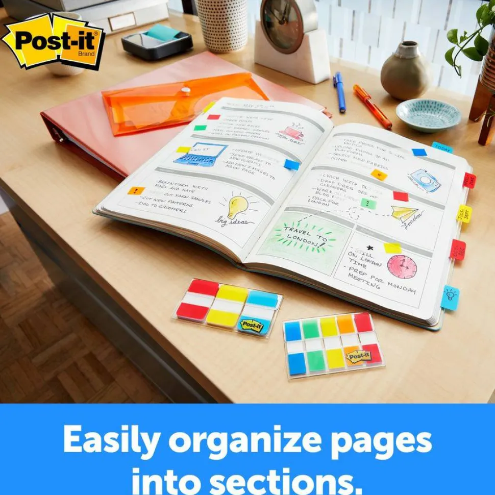 Post-it Tabs, 1 in. x 1.5 in., 1 Pack, 88 Tabs/Pack, Assorted Colors, Back to School Supplies for Students, Tabs for Textbooks and Notebooks