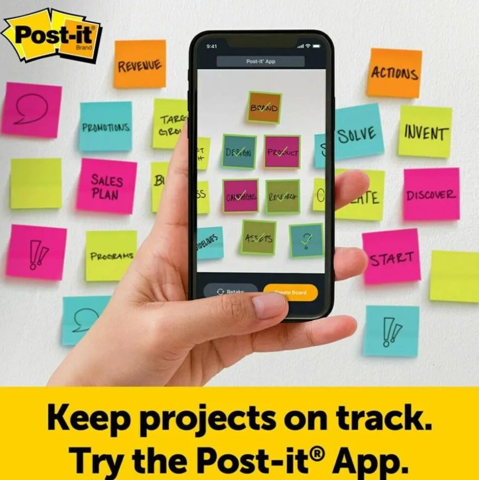 Post-it Wall Easel, Portable, 3" x 15", Black, Pack Of 2