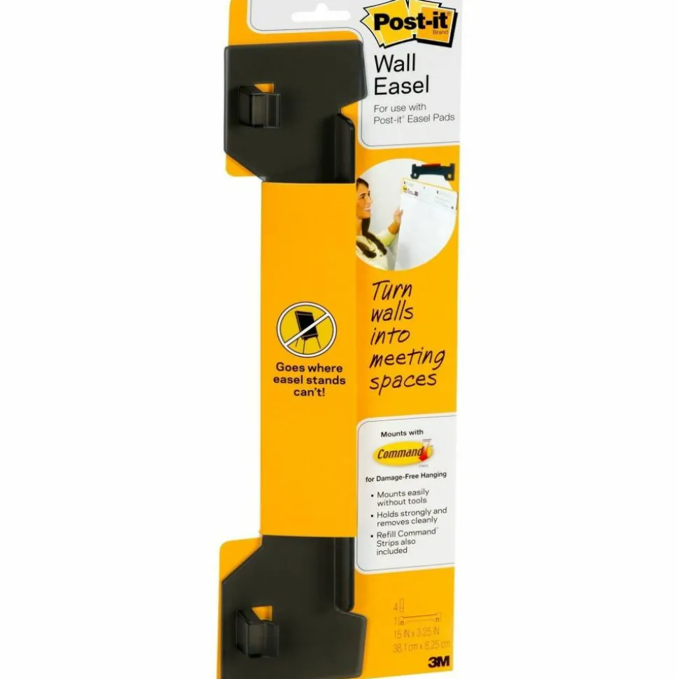 Post-it Wall Easel, Portable, 3" x 15", Black, Pack Of 2