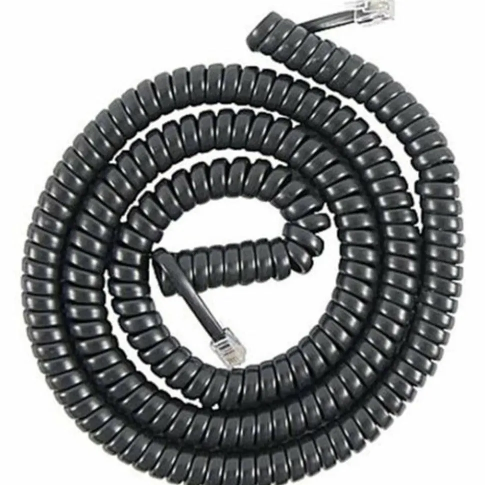 Power Gear Coiled Telephone Cord, 12', Black, 27639