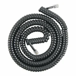 Power Gear Coiled Telephone Cord, 12', Black, 27639
