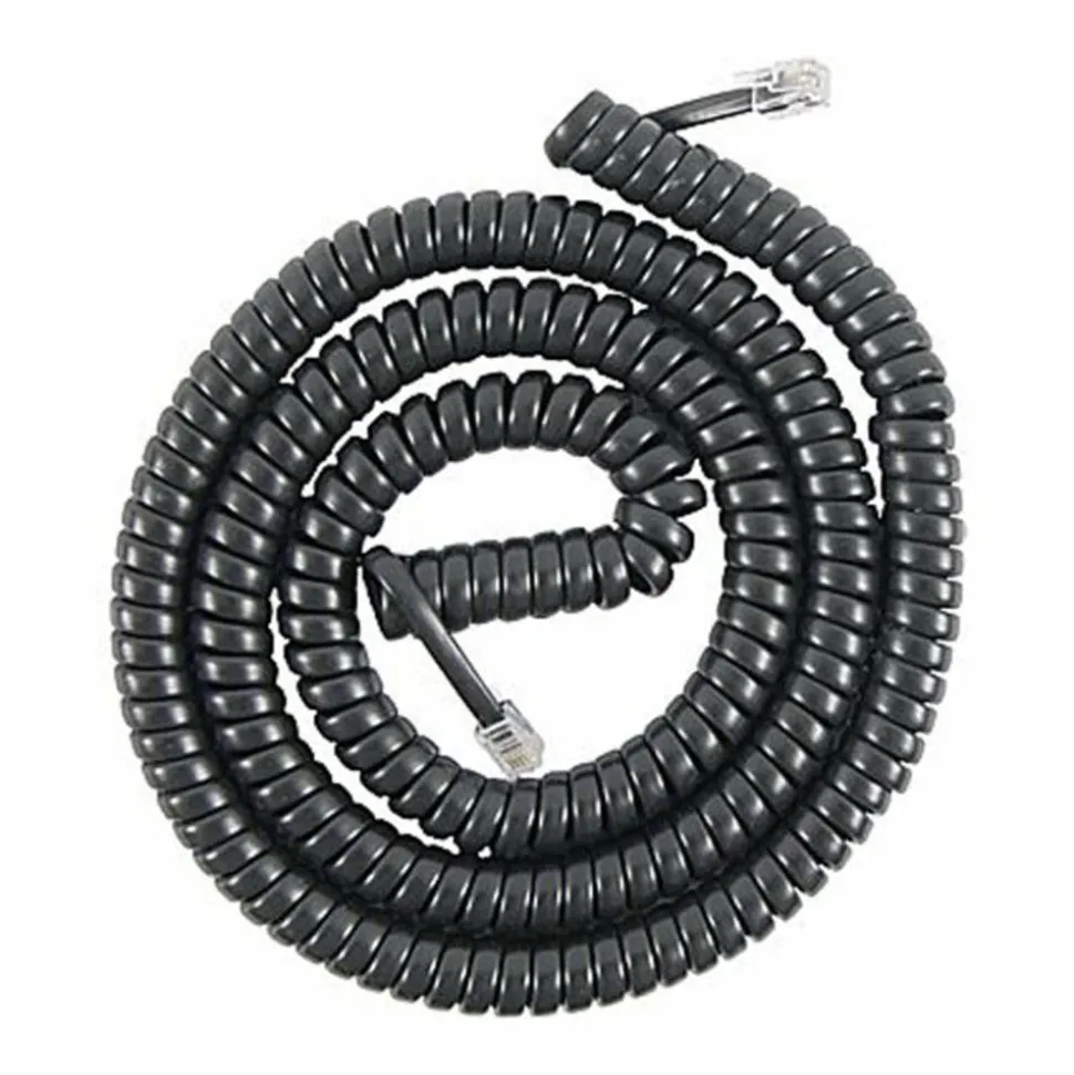 Power Gear Coiled Telephone Cord, 12', Black, 27639