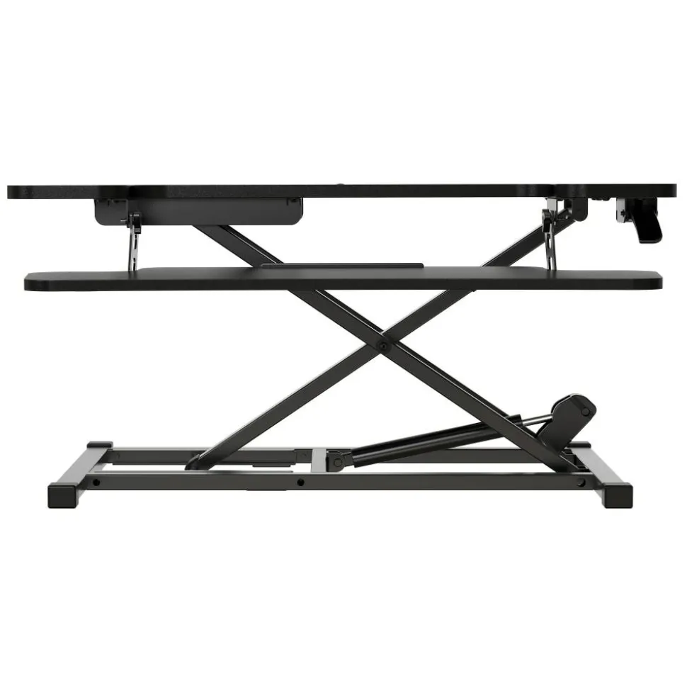 P10 Pneumatic Standing Desk Riser Converter With Keyboard Tray, 20"H x 31-1/2"W x 25"D, Black